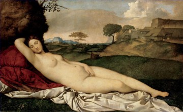 100 の偉大な芸術 Painting - ジョルジョーネの眠るヴィーナス